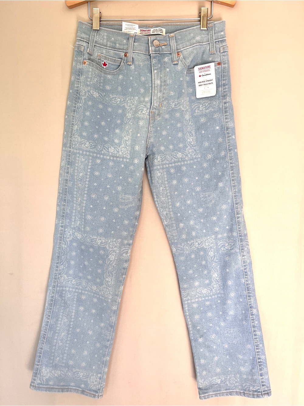 Levi Strauss x Canadiana Straight Leg High Rise Jeans Bandana Fade NWT Size 4